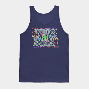 Rainbow RocK n RolL Anagram with White Outline Tank Top